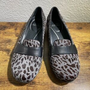 Dansko Women's Leopard Print Flats - Black and Gray - Comfort Slip-on